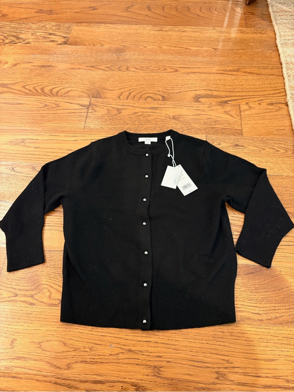 Vince Black Button-Front Crewneck Cardigan